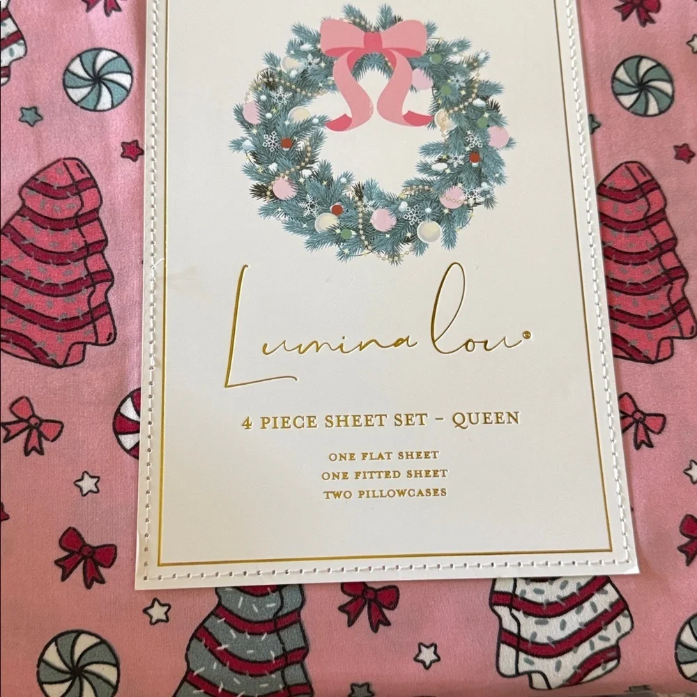 Lumina Lou Christmas Holiday Christmas Tree Cakes Sheet Set - QUEEN